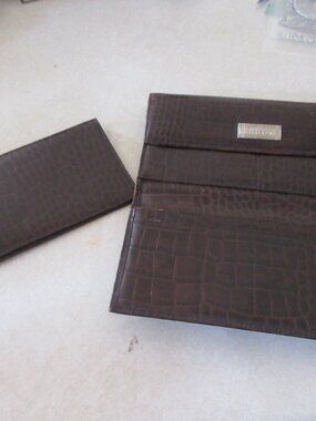 Vintage Ralph Lauren Brown Genuine Leather wallet and checkbook cover embossed